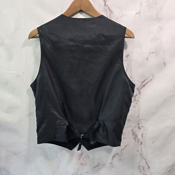 Wilson Leather Vest Womens Medium Black 80s 90s Western Disco Button Vintage - Picture 5 of 9